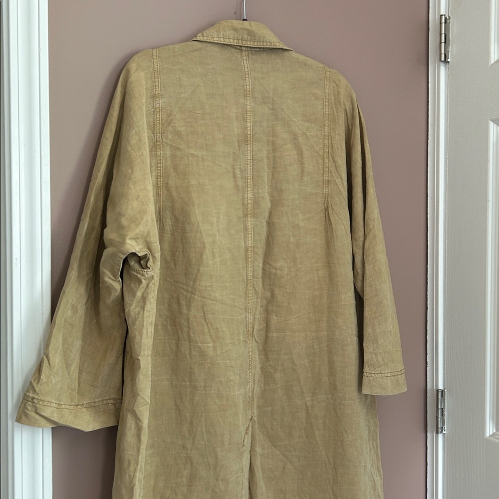 NWT Zara ZW Collection Fluid Washed Trench Coat Linen Oversized Neutral Size M - Picture 4 of 14